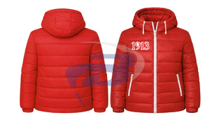 Delta |   Sigma |   Blouson d'hiver rembourré vintage pour homme Theta Sorority, rouge, avec fermeture éclair intégrale, vêtement décontracté pour l'extérieur - Product Image 3