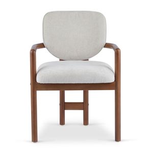 Juego de 2 Sillas de Comedor Tapizadas en Beige con Brazos, Capacidad de Peso de 300 LBS, Asientos con Detalles en Madera de Caucho y Cubierta de Tela - Product Image 6