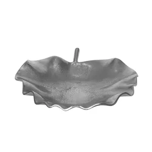 Leaf-Shaped Metal <b>Decorative</b> <b>Plate</b> Handmade Wabi-Sabi Design Plant Pattern Serving Tray for Home Décor - Product Image 1