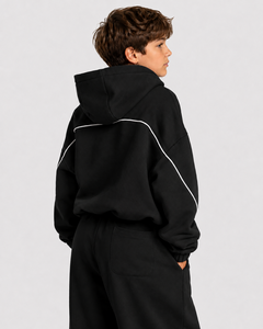 Kid Boys Pullover Hoodie Jogger <b>Set</b> Kid Boys Contrast Stripe Fleece <b>Set</b> Wide Leg Sweatpants Boys Custom Kids Tracksuit OEM ODM - Product Image 4