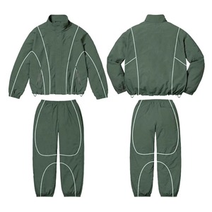 Custom Men's Nylon Windbreaker Tracksuit Zip Up Reflective Stripe Jacket and Pants Water Resistant <b>Set</b> - Product Image 4