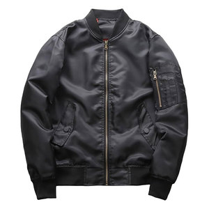 แจ็คเก็ตบอมเบอร์ผ้าซาตินสำหรับผู้ชาย แจ็คเก็ตแขนยาวแบบลำลอง น้ำหนักเบา มีซิป แต่งลายควิลท์ มีกระเป๋า  แจ็คเก็ตกันลมทันสมัย - Product Image 3