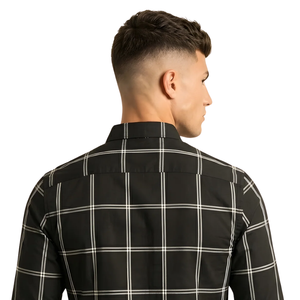Chemise en flanelle à carreaux noirs et blancs pour homme, manches longues, boutonnée, décontractée, en tissu brossé doux, style streetwear, vente en gros - Product Image 4
