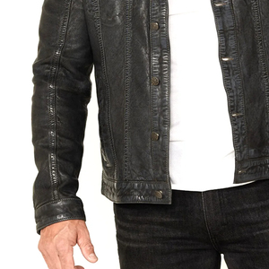 2026 Wholesale Price Genuine Sheep <b>Leather</b> <b>Jacket</b> Fashionable <b>Leather</b> <b>Jackets</b> Best Price Button Closure Regular Fit <b>Men's</b> <b>Jacket</b> - Product Image 5