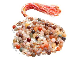 Collar con cuentas de Cuarzo rutilado de piedra Natural, collar de Yoga Mala hecho a mano con cuentas de artista indio, 108 cuentas - Product Image 1