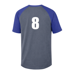 Maillot de baseball personnalisé à manches courtes raglan imprimé diamant pour hommes, uniforme d'équipe en polyester, vente en gros OEM en vrac - Product Image 2