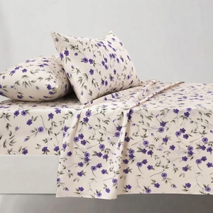 <b>Purple</b> Floral Bedsheet and 2 pillow in Set Classic 100% Cotton 150tc Grade a All-Season - Product Image 3