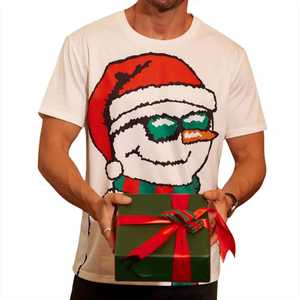 Camiseta navideña con diseño de muñeco de nieve para hombre, manga corta, estampado de dibujos animados, cuello redondo, ropa informal - Product Image 4