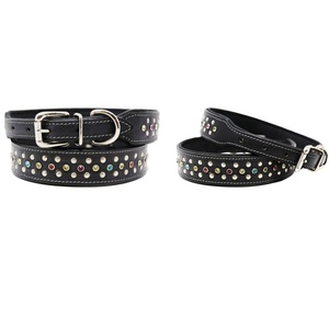 ปลอกคอสุนัขหนังแท้แบบ100% สำหรับตกแต่งหมุดและหมุดย้ำแผ่นรองแฟนซีสุดพิเศษ - Product Image 1