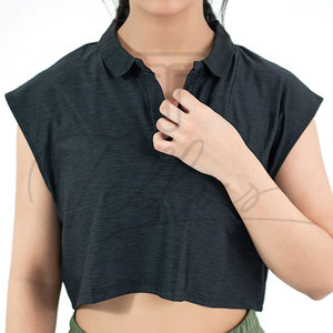 Top Corto para Mujer, Estilo Casual, Cuello Alto, Transpirable, de Secado Rápido, Hecho de Algodón, Última Moda - Product Image 5