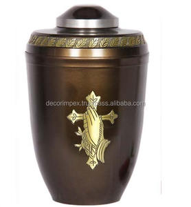 โกศขายร้อนกับธีมทางศาสนาโดยเฉพาะมันเป็นโกศโลหะที่มีการออกแบบมืออธิษฐานบ่อยครั้ง - Product Image 1