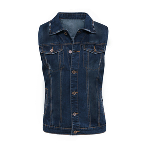Gilet en denim robuste en coton de qualité supérieure – Veste de travail classique sans manches avec coutures renforcées - Product Image 3