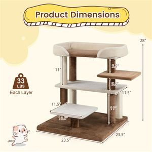 Cuccia per Gatti a 4 Livelli Classica Grigia con Piattaforme in Feltro e Tiragraffi in Legno - Product Image 5