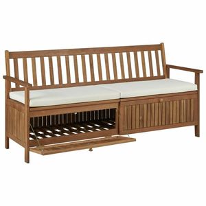 Banc de jardin moderne en teck avec rangement, canapé deux places avec porte rabattable - Product Image 1