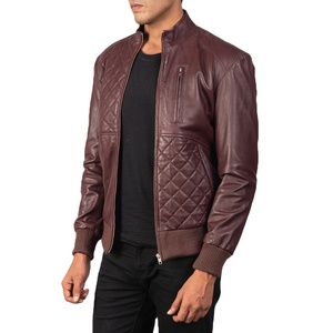 Chaqueta Bomber de Motociclista y Motociclista de Cuero Genuino de Alta Calidad, Larga y Delgada, con Logotipo Frontal Personalizado para Hombre - Product Image 4