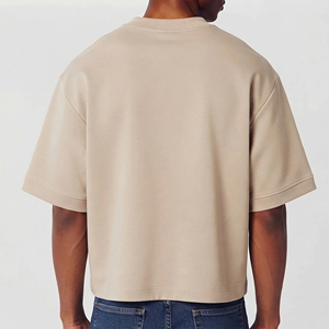 เสื้อยืดคอตตอนสวมใส่สบาย ทรงหลวมมีสไตล์ สำหรับผู้ชาย ดีไซน์ไหล่ตก เหมาะสำหรับลุคสตรีทแวร์ลำลอง เสื้อยืดไหล่ตกสำหรับผู้ชาย - Product Image 2