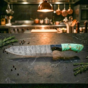 Juego de Cuchillos de Chef de Acero de Damasco Hechos a Mano: Cuchillos de Cocina Forjados, Juego de 5 Piezas, Mango de Resina, Bolsa de Cuero Enrollable, Regalo - Product Image 6