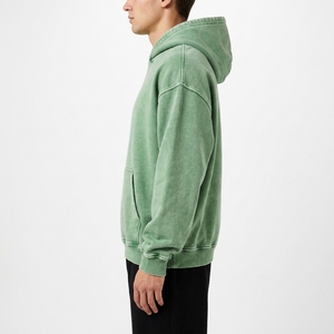 Sweat-shirt unisexe à capuche surdimensionné en molleton de coton vert uni, coupe classique, vêtement décontracté d'hiver, broderie numérique - Product Image 3