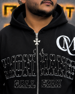 Sweat à capuche zippé surdimensionné pour homme, style vintage, délavé à l'acide, avec strass, impression sérigraphique et patch brodé, US Free Tex Custom Distress Heavyweight - Product Image 6