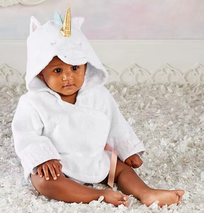 Gray Cartoon Hooded <b>Bath</b> <b>Robe</b> for Newborn Baby Terry Cloth Wearable <b>Towel</b> with Printed Belt and Ears - Product Image 5