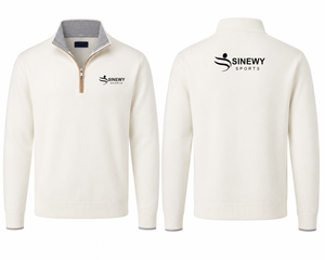 Custom White Quarter Zip <b>Pullover</b> Sweater High Collar Knit <b>Jumper</b> OEM Manufacturer - Product Image 3