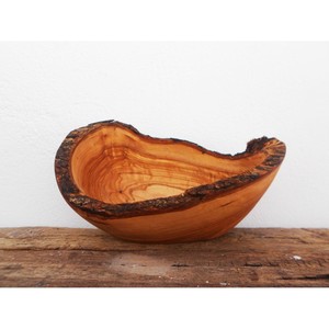Hand-Carved Olive <b>Wood</b> Bowl with Live Edge | Wholesale Artisan Wooden Bowls India - Product Image 1
