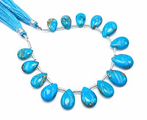 Cuentas de Turquesa de Arizona en Forma de Pera Lisa, Cuentas de Turquesa Natural en Forma de Lágrima, Piedras Preciosas Sueltas para Joyería - Product Image 1