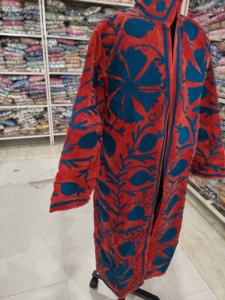 <b>Women</b> Full Length Fleece <b>Robe</b> Mandarin Collar Floral Print open Closure Soft Cozy Winter Outerwear gift for her - Product Image 2
