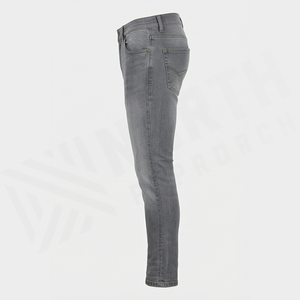 Jean en denim gris délavé coupe slim pour homme, jambe droite, taille mi-haute, en coton, style décontracté automne - Product Image 3