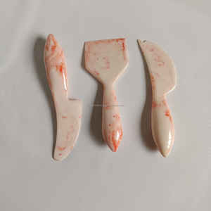 Ensemble de couteaux à fromage en résine écologique, motif marbré Aqua Swirl, compatible lave-vaisselle et micro-ondes, couleur personnalisable pour restaurant - Product Image 4