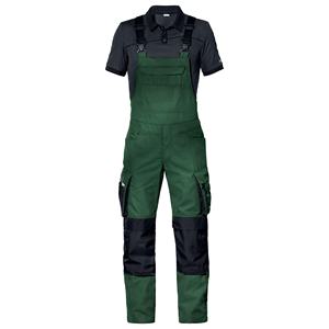 Salopette en coton vert pour homme, couleur unie, poids moyen, style décontracté, pantalon de travail printanier avec poches et genoux renforcés - Product Image 2