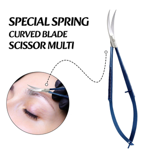 Ciseaux à sourcils professionnels bleu roi personnalisés, ciseaux à sourcils à ressort, ciseaux à sourcils ODM à marque privée - Product Image 6