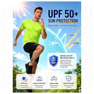 เสื้อยืดสำหรับผู้ชาย UPF 50+ เสื้อป้องกันแสงแดด UV แห้งเร็ว น้ำหนักเบา ป้องกันผื่นแดง เสื้อผ้ากีฬาสำหรับออกกำลังกาย วิ่ง - Product Image 5