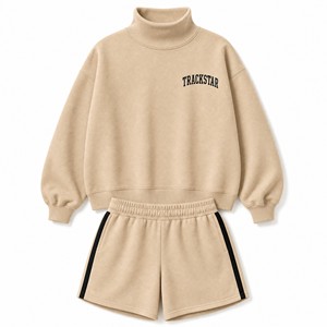 Women's Trackstar Logo <b>Long</b> <b>Sleeve</b> <b>Top</b> Shorts Matching Set Model TS-SET-022 - Product Image 1