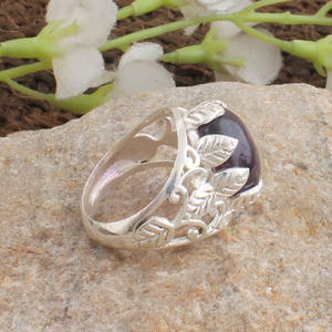 Bague en Améthyste Naturelle, Argent Sterling 925, Pierre Précieuse Ovale Violette, Pierre de Naissance de Février, Bijou Cadeau de Mariage pour Femme, Vente en Gros - Product Image 4