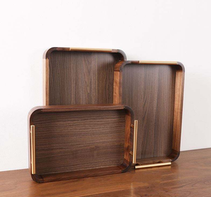 Wholesale Custom Hotel <b>Breakfast</b> Serving Tray Touch Food Acacia Wooden Tray with Tea Mat - Product Image 2