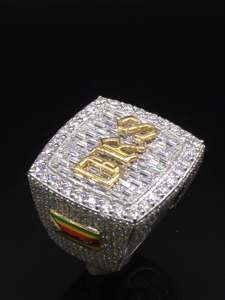 Custom <b>Emerald</b> Cut Diamond Championship <b>Ring</b> 925 <b>Silver</b> Rhodium Plated 10 Ct Iced Statement Hip Hop Rapper Jewelry Unisex - Product Image 4