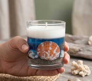 Ocean Beach Theme Gel Wax <b>Candle</b> Seashell Design Handmade <b>Long</b>-lasting Aromatherapy Scented Luxury Valentine's Day Home Decor - Product Image 1