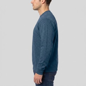 Sweat-shirt à col rond pour homme, bleu marine chiné, coupe classique, molleton brossé doux, manches longues, décontracté, pour tous les jours, hiver - Product Image 3