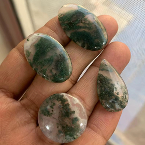 Lot de cabochons en agate mousse naturelle, pierres précieuses en vrac pour la fabrication de bijoux - Product Image 1