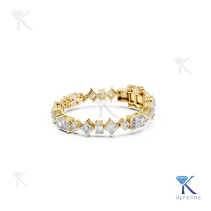 Luxury Alternating Cut Diamond Bracelet Emerald Princess Round 14K 18K <b>Solid</b> <b>Gold</b> Fine Women Jewelry Manufacturer Wholesale - Product Image 2