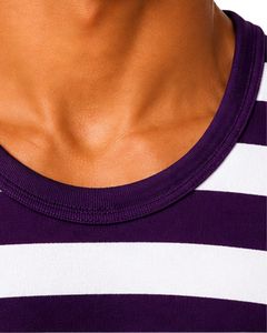 Purple <b>White</b> Striped <b>Men</b> Cotton Tank Top Sleeveless <b>Vest</b> Casual Summer Gym Fitness Shirt Breathable Loose Fit Streetwear Top - Product Image 5