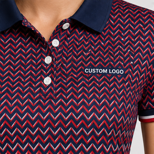 Polo Personalizado para Mujer con Diseño de Zigzag Azul Marino, Rojo y Blanco, de Secado Rápido, Transpirable, Manga Corta, Uniforme para Equipo de Golf WPS-0775 - Product Image 6