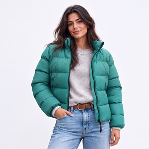 Blouson matelassé marron foncé à fermeture éclair intégrale, chaud pour l'hiver, vêtement d'extérieur personnalisé OEM, manteau décontracté à capuche en duvet, fournisseur streetwear - Product Image 4