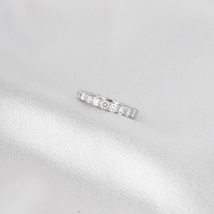 Round Cut EF VVS2 Diamond Eternity Band 2 Carat 14K White Gold Wedding <b>Ring</b> Elegant Minimal Stackable Diamond Band Style - Product Image 3