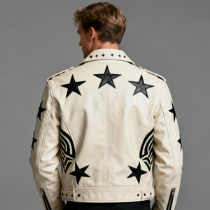 Rock Rivets Men's <b>Genuine</b> Leather Jacket with Stand Collar Front Logo Customizable High Quality Breathable Casual Autumn Jacket - Product Image 4