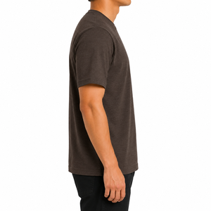 T-shirt en coton et fibre de bambou pour homme, respirant, jersey tricoté, col rond, manches courtes, uni, décontracté - Product Image 2