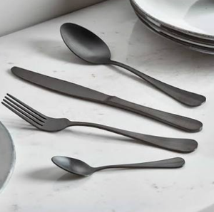Ensemble de couverts en acier inoxydable noir, finition mate, vente en gros, ensemble de couverts de table, cuillère, fourchette, couteau - Product Image 2