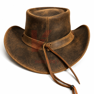 Chapeaux de cowboy en cuir de marque privée, en cuir de vache véritable, à large bord, style western, pour le rodéo, vente en gros pour les détaillants et les importateurs - Product Image 4
