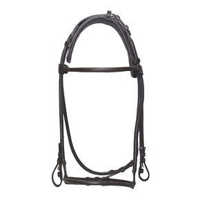 Bridon de dressage en cuir roulé de qualité supérieure avec couronne rembourrée et rênes assorties, équipement d'équitation anglais, fournisseur OEM en gros - Product Image 3